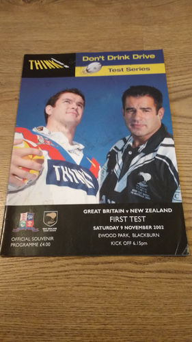 Great Britain v New Zealand 1st Test 2002 Rugby League Programme