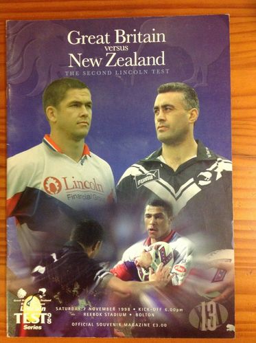 Great Britain v New Zealand 2nd Test 1998 Rugby League Programme