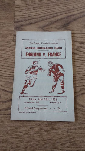 England v France Amateur 1958 Rugby League Programme