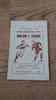 England v France Amateur 1958 Rugby League Programme