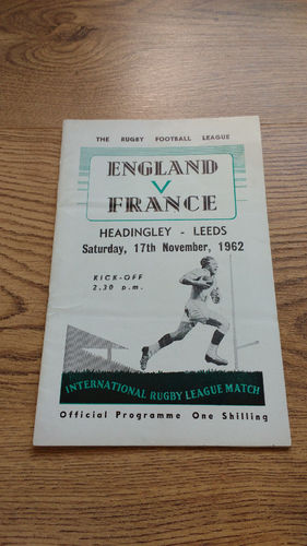 England v France 1962 Rugby League Programme