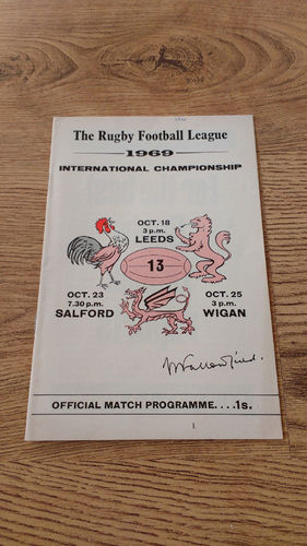 England v Wales 1969 Rugby League Programme