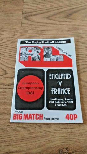 England v France 1981 Rugby League Programme