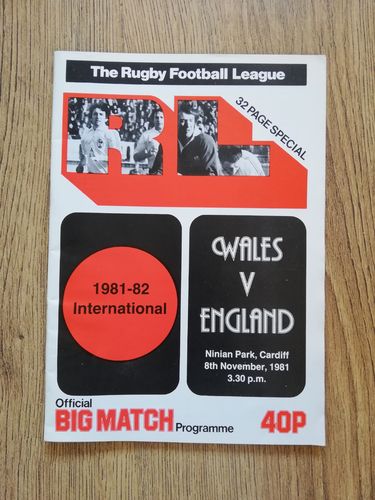 Wales v England 1981 Rugby League Programme
