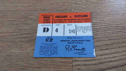 England v Scotland 1973 Rugby Ticket