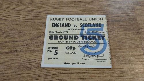 England v Scotland 1975 Rugby Ticket
