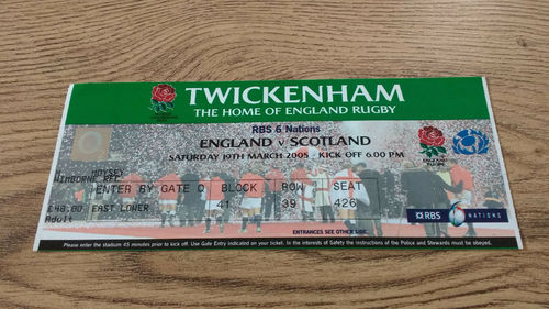 England v Scotland 2005 Rugby Ticket