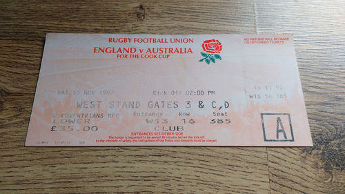 England v Australia 1997 Rugby Ticket
