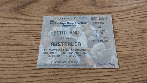 Scotland v Australia 1996 Rugby Ticket