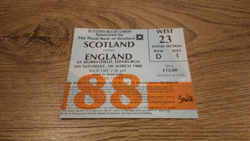 Scotland v England 1988 Rugby Ticket