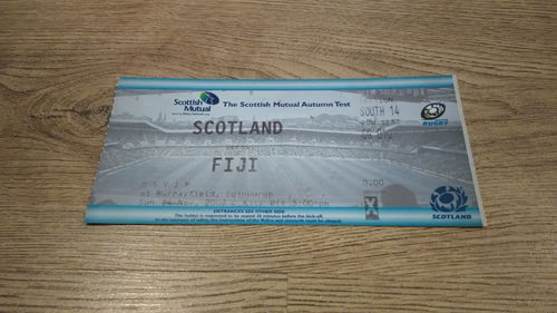 Scotland v Fiji 2002 Rugby Ticket