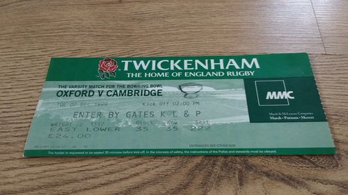 Oxford University v Cambridge University 1999 Rugby Ticket