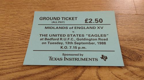 Midlands v USA Eagles 1988 Rugby Ticket