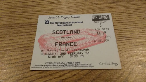 Scotland v France 1996 Rugby Ticket