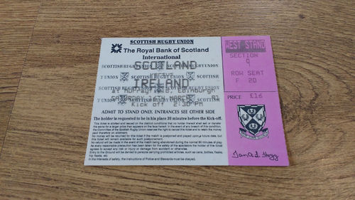 Scotland v Ireland 1991 Rugby Ticket