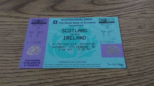 Scotland v Ireland 1995 Rugby Ticket