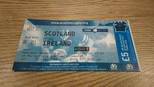 Scotland v Ireland 2005 Rugby Ticket