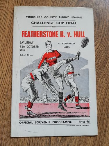 Featherstone v Hull 1959 Yorkshire Cup Final Rugby League Programme