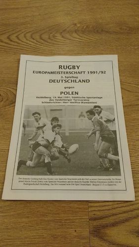 Germany v Poland 1991 Rugby Programme