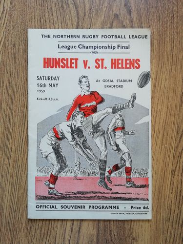 Hunslet v St Helens 1959 Championship Final Rugby League Programme