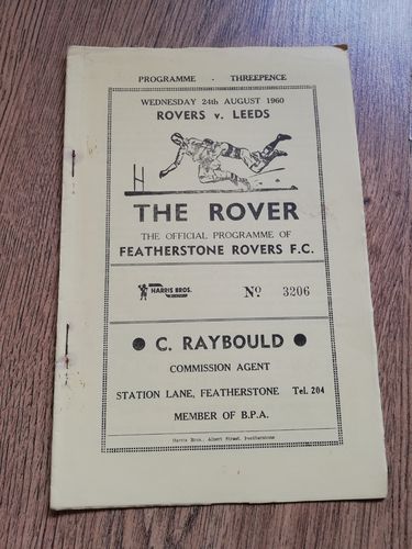 Featherstone v Leeds Aug 1960 Rugby League Programme