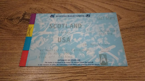 Scotland v USA 2000 Rugby Ticket