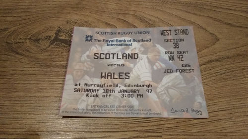 Scotland v Wales 1997 Rugby Ticket