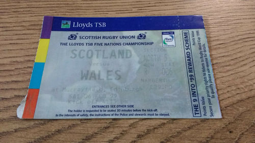 Scotland v Wales 1999 Rugby Ticket