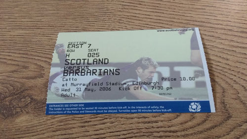 Scotland v Barbarians 2006 Rugby Ticket