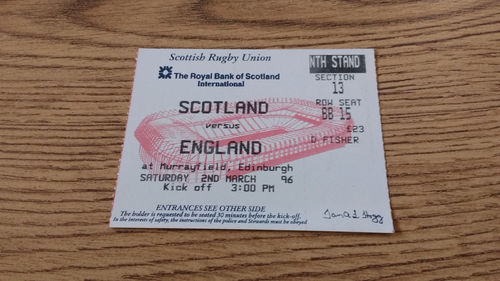 Scotland v England 1996 Rugby Ticket