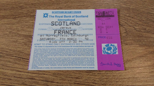 Scotland v France 1992 Rugby Ticket