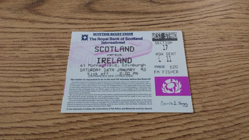 Scotland v Ireland 1993 Rugby Ticket