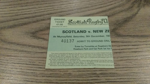 Scotland v New Zealand 1978 Rugby Ticket