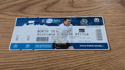 Scotland v South Africa 2012 Rugby Ticket