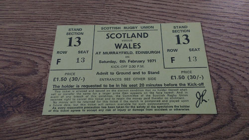 Scotland v Wales 1971 Rugby Ticket