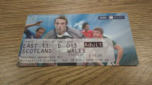 Scotland v Wales 2009 Rugby Ticket
