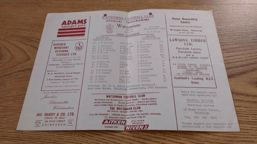 Watsonians v Melrose (single sheet) Nov 1977 Rugby Programme