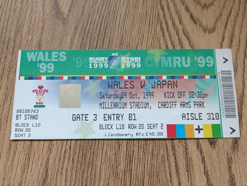 Wales v Japan 1999 Rugby World Cup Ticket