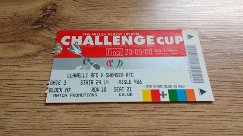 Llanelli v Swansea 2000 Welsh Cup Final Rugby Ticket