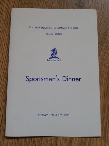 William Hulme's G.S. USA Rugby Tour 1990 Signed Sportsman's Dinner Menu