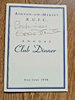 Ashton-on-Mersey Rugby Club 1998 Signed Annual Dinner Menu
