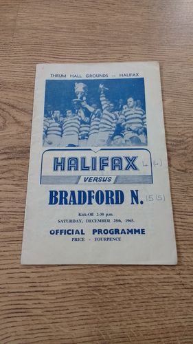 Halifax v Bradford Dec 1965 Rugby League Programme