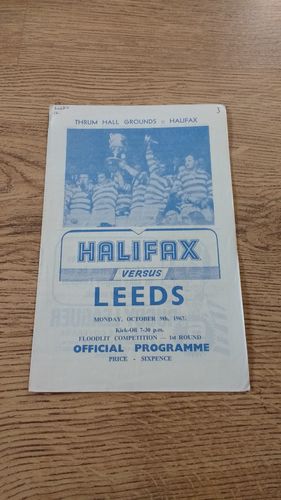 Halifax v Leeds Oct 1967 Floodlit Trophy Rugby League Programme