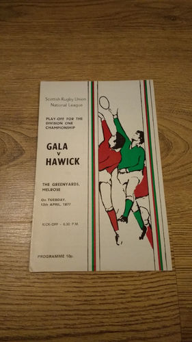 Gala v Hawick Championship Play-Off Apr 1977 Rugby Programme