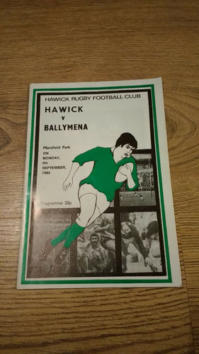 Hawick v Ballymena Sept 1985 Rugby Programme