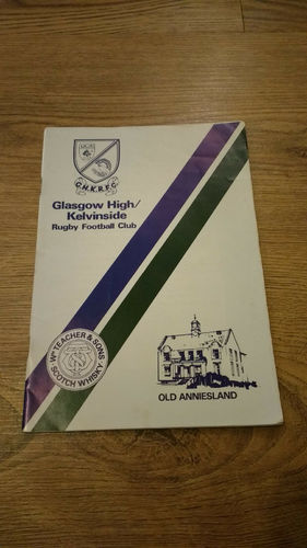 Glasgow High \ Kelvinside v Hawick Mar 1991 Rugby Programme