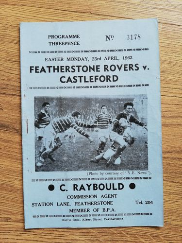 Featherstone v Castleford Apr 1962 Rugby League Programme