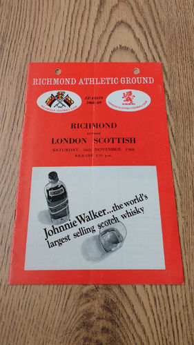 Richmond v London Scottish Nov 1968 Rugby Programme