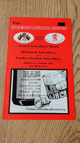 Richmond Schools v London Scottish Schools 1979 Programme