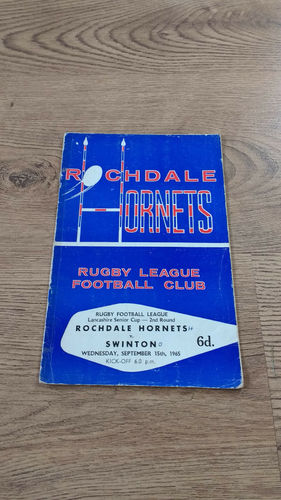 Rochdale Hornets v Swinton Lancashire Cup Sept 1965 Rugby League Programme